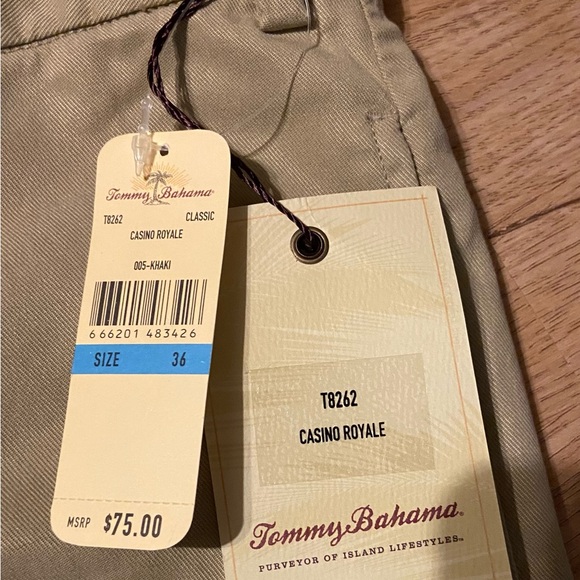 Tommy Bahama waist size 36, Khaki Flat Front Shorts NWT - Picture 3 of 6